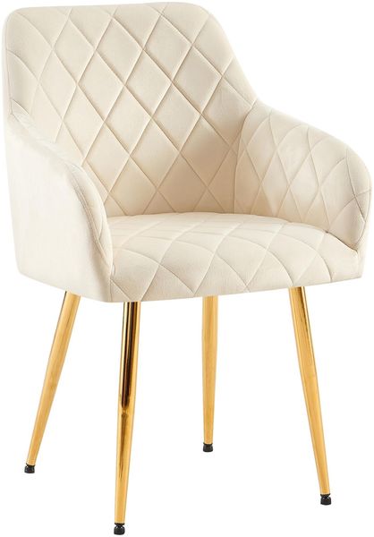 CLP Esszimmerstuhl Monett mit gepolstertem Samtbezug,creme Metall gold
