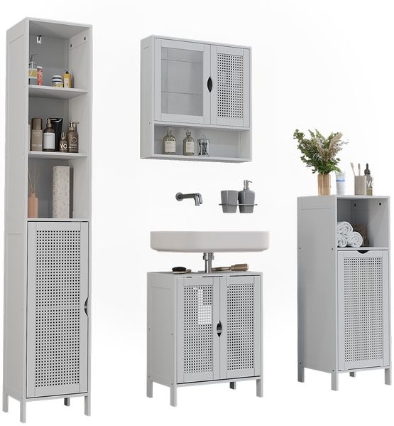 Badmöbel-Set Liora Weiß 4 Teile Vicco Bild 5