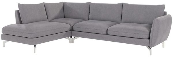 S-Style Möbel Ecksofa Benita mit Silber Metall Füßen, Ottomane links oder rechts bestellbar, mit Wellenfederung