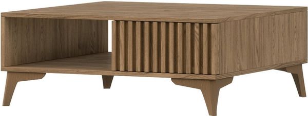 MOEBLO Couchtisch Entia (Eiche Artisan mit Schublade mit Lamellen, Wohnzimmertisch, Beistelltisch, Sofatisch, Kaffeetisch, Coffee table), (HxTxB):32x80x80 cm