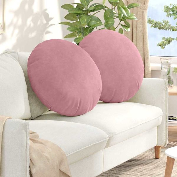 vidaXL Sitzkissen 2 pcs Rosa Ø60 x 21 cm Samt 42014215