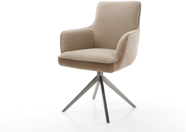 Drehstuhl Heira-Flex mit Armlehnen Materialmix Schlamm Kreuzgestell breit Graphit 360° drehbar Wippfunktion Taschenfederkern