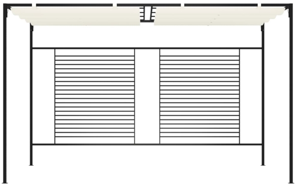 Pavillon mit Ausziehbarem Dach, 180 g/m², Eisen/Polyester Cremeweiß, 4 x 3 x 2,3 m