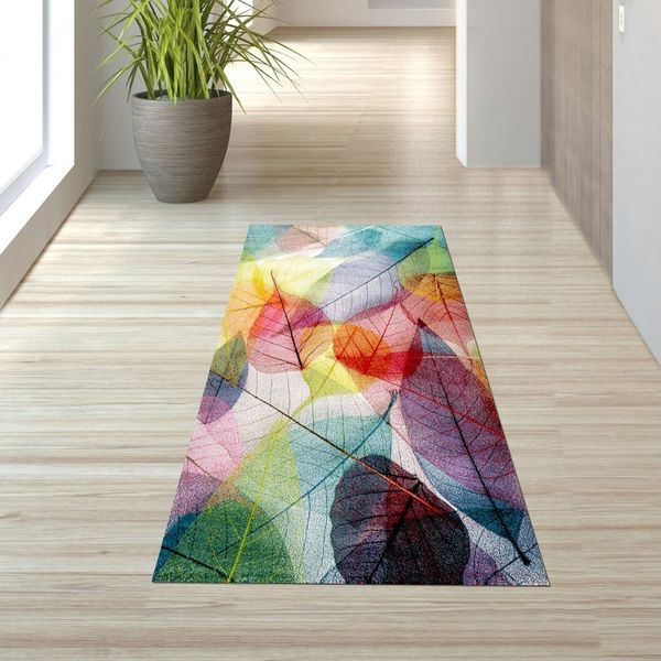 TeppichHome24 Teppich Teppich Wohnzimmer Laub bunt, rund, Höhe: 13 mm