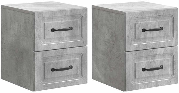 vidaXL Wandmontierter Nachttisch 2 pcs Betongrau 34,5 x 33 x 40 cm 899322