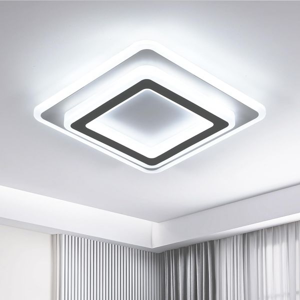 Goeco Moderne LED Deckenleuchte, 38W LED Deckenlampe Quadratisch, Acryl Deckenbeleuchtung für Wohnzimmer, Schlafzimmer, Bad, Flur, Küche, 6500 K Kaltesweiß