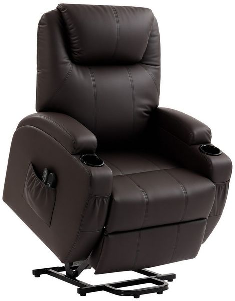 HOMCOM Relaxsessel mit Aufstehhilfe, Liegefunktion (Fernsehsessel, 1-St, Gepolstert TV-Sessel), mit Aufsteh-Funktion, Kaffee-Braun