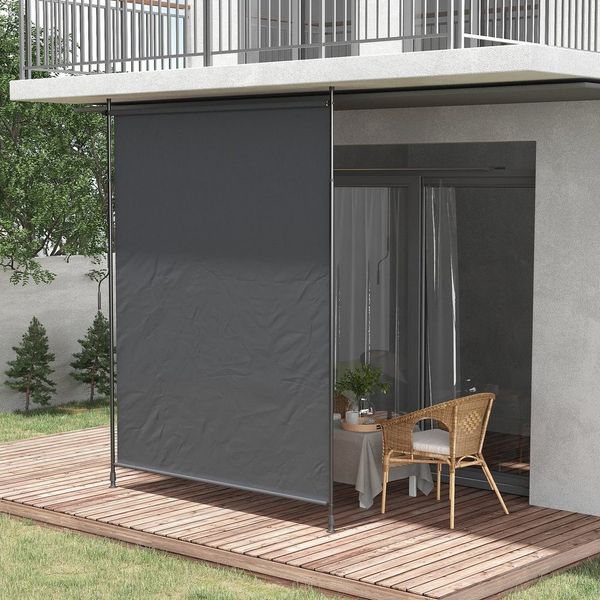 Outsunny Markise Seitenmarkise, Einziehbares Sonnenschutz (Vertikalmarkise, 1-St, Senkrechtmarkise) für Garten, Balkon, Grau