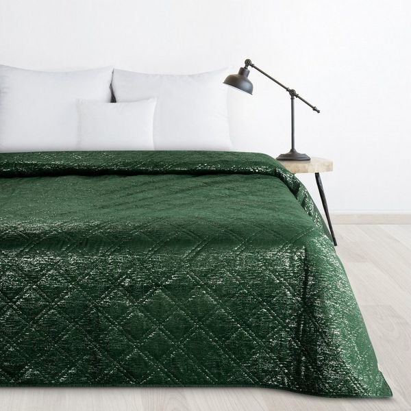 Design91 Tagesdecke Edler Bettüberwurf mit dezentem Silberglanz, Luxus-Patchwork Tagesdecke aus Velours, edle Steppung