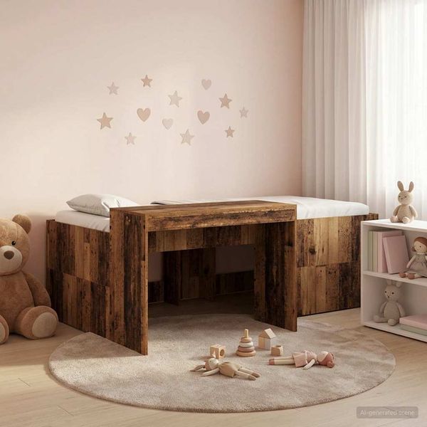vidaXL Hochbett mit Schreibtisch für Kinder Altholz 80 x 200 cm 3422649