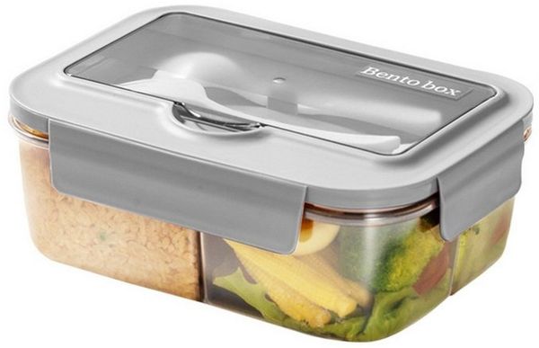 Venkuber Lunchbox 1400ml Bento Lunchbox – 3 Fächer: mikro/spülmaschinenfest, leckfest, Auslaufsicher, BPA-frei, 3 Fächer, 1400ml, inkl. Besteck, stilvoll.
