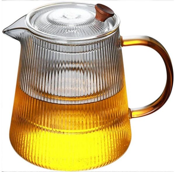FELIXLEO Caydanlik-Teekanne Teekanne gestreiftes Glas mit Griff verdickter hitzebeständiger 1000ml, (1-St)
