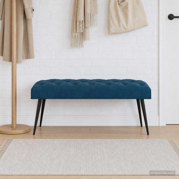 vidaXL Bank mit Knopfheftung Blau 110 x 40 x 46 cm Samt 42038580