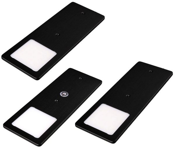 kalb LED Unterbauleuchte schwarz 5W- sehr flache Küchenleuchte mit Touch-Dimmfunktion, 3er Set warmweiß, warmweiss