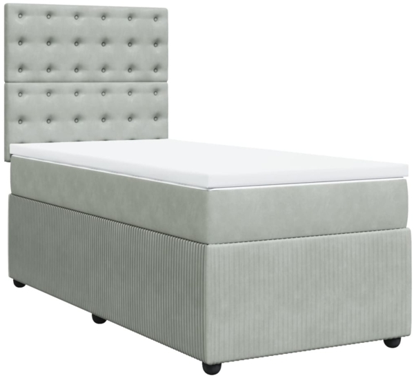 vidaXL Boxspringbett mit Matratze Hellgrau 90x190 cm Samt 3292226