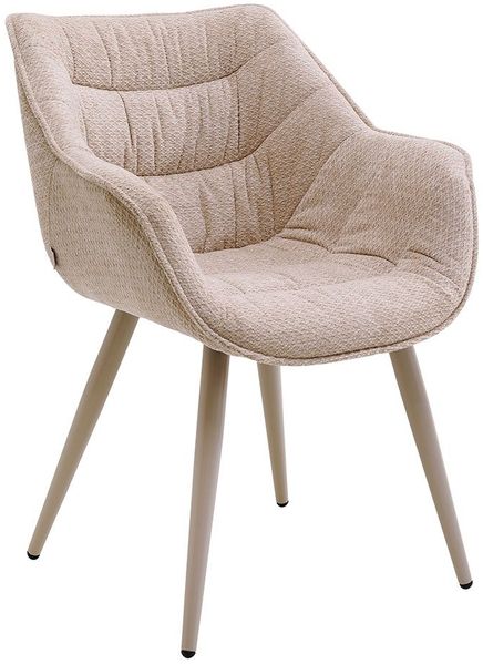 Armlehnenstuhl Thelma Greige, Polyester, Beige, 65 x 82 x 60 cm