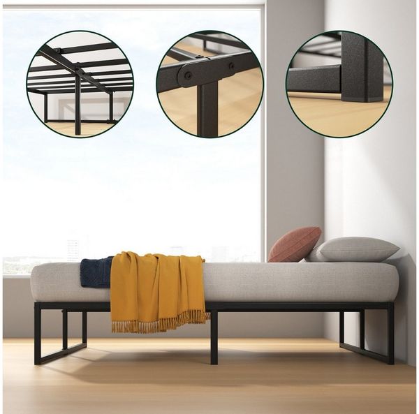 ZINUS Bettgestell Lorelei, moderner Bettrahmen mit integriertem Lattenrost, Gästebett (Packung, 1-tlg, Metallbett, Schwarz, 180x200 cm), Kinderleichter Aufbau, EcoFriendly Packaging, ohne Matratze
