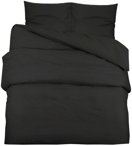 vidaXL Bettwäsche-Set Schwarz 200x220 cm Leichte Mikrofaser 135977