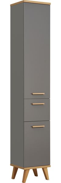 Pelipal Hochschrank, Quickset 924, Quarzgrau Glanz/Riviera Eiche, 2 Türen, 1 Schubkasten