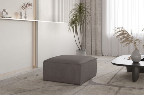 Polsterhocker Designerhocker CELES PREMIUM 65x65 cm in Stoff Scala Taupe