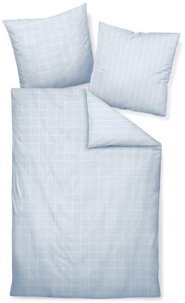 Janine Mako Satin Bettwäsche 2 teilig Bettbezug 155x200 cm Kopfkissenbezug 80x80 cm Modernclassic 39025-32 perlblau