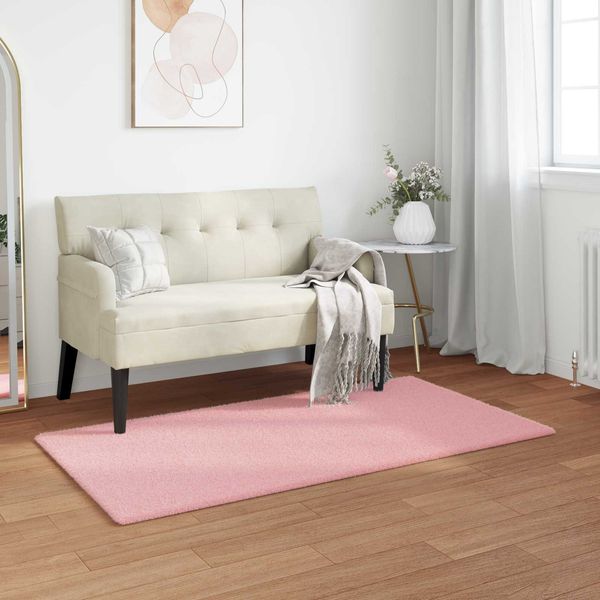 vidaXL Rutschfester Teppich aus Kunstkaninchenfell OLITE Rosa 42021697