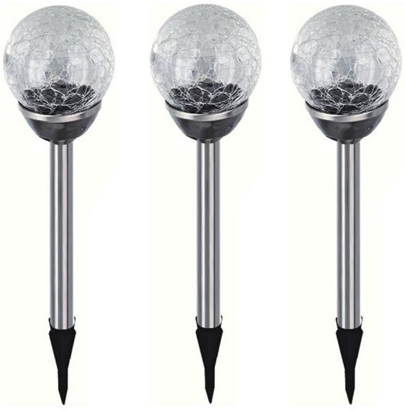 HAC24 LED Solarleuchte Solar Gartenleuchte Kugel Leuchte mit Crackle-Licht Solarlampe, LED fest integriert, Weiß, Lichtfarbe Weiß