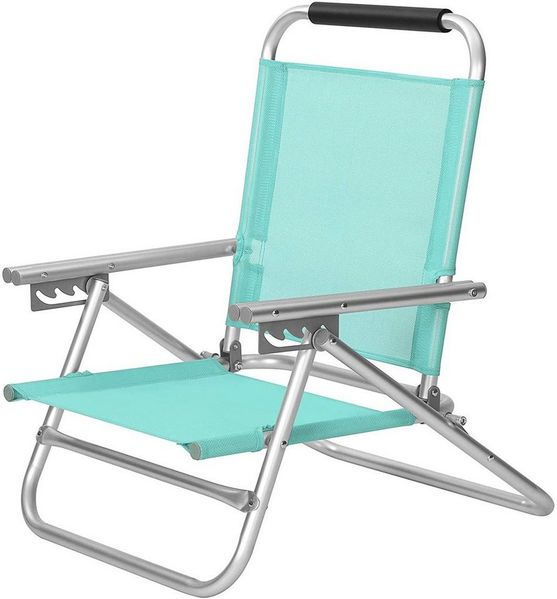 SONGMICS Strandstuhl mit Armlehnen Tragbarer Klappstuhl Rückenlehne 4-stufig verstellbar Grün GCB065C01 Bild 2