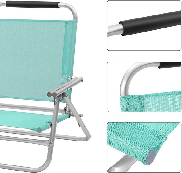 SONGMICS Strandstuhl mit Armlehnen Tragbarer Klappstuhl Rückenlehne 4-stufig verstellbar Grün GCB065C01 Bild 4