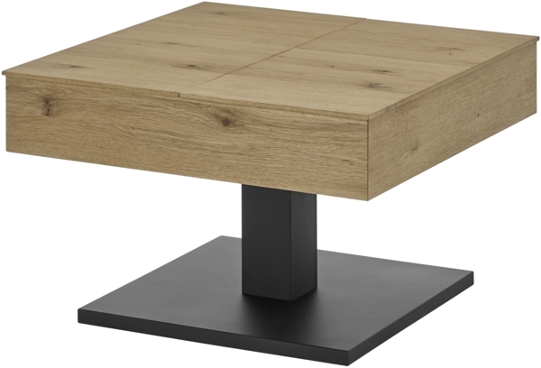 Couchtisch >ASHTON< aufklappbar, Eiche furniert / schwarz - 70x45x70 (BxHxT)