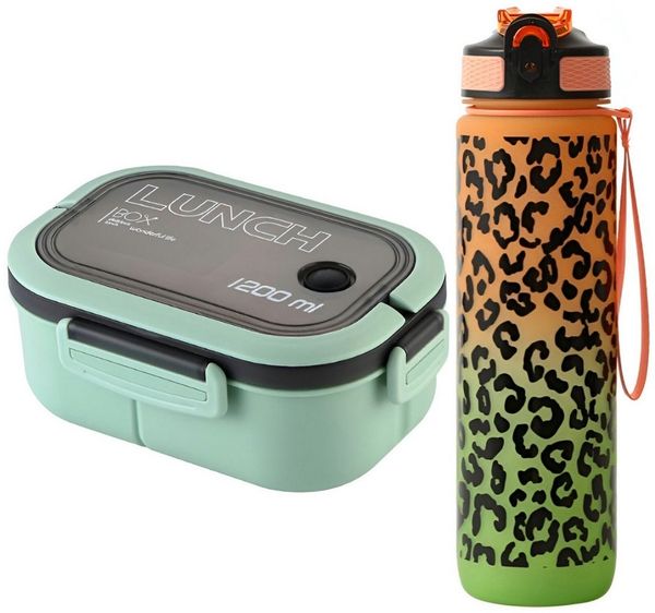 WS-Trend Lunchbox Lunch 4 tlg Set Brotdose 1200 ml Trinkflasche Flasche 1000 ml Besteck, (4-tlg, Spar-Set)