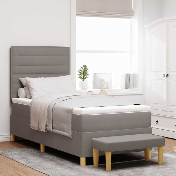 vidaXL Boxspringbett mit Kopfteil Taupe 200 x 90 cm Stoff 3344195