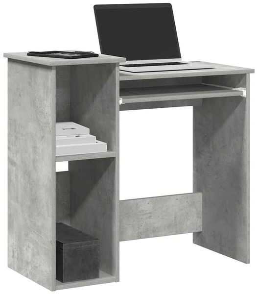 Schreibtisch, Bürotisch, Computertisch mit Regalen Betongrau 84 x 40 x 78 cm Holzwerkstoff