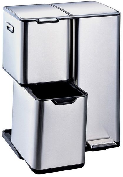 HTI-Living Mülltrennsystem Mülltrennsystem Jannik 60 Liter Silber, Mülleimer Edelstahl mit 3 Behältern