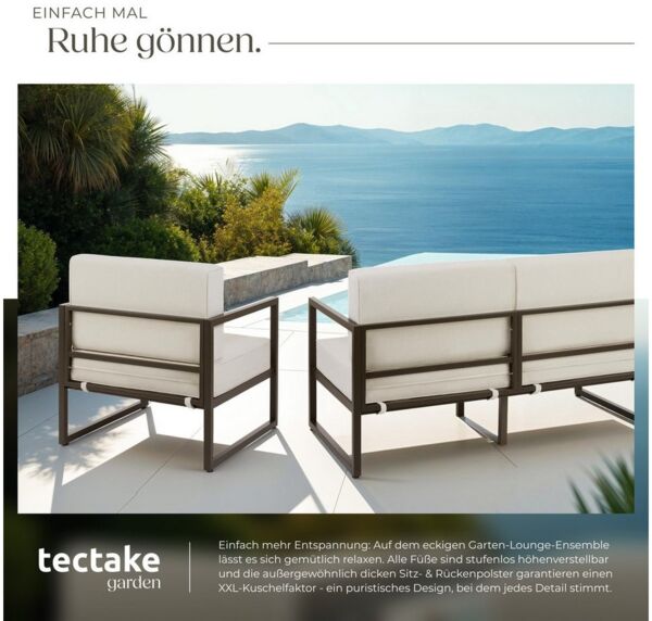 tectake Essgruppe Garten-Loungeset, (Set, 3-tlg), Pulverbeschichtete Stahlgestelle für maximale Stabilität Bild 4