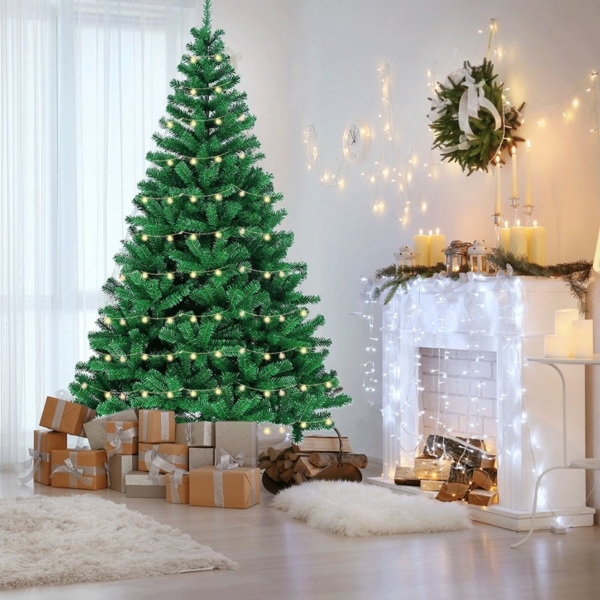 JEOBEST Künstlicher Weihnachtsbaum Christbaum mit 450/750 dichten PVC-Spitzen, Grün, Künstlicher Tannenbaum - Dichte & Flauschige, mit Metallständer Bild 2
