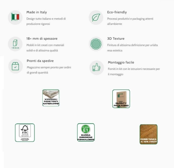 Dmora Mehrzweckschrank mit 2 Türen Aryanne, linearer Wäscheschrank mit 2 Türen, Badezimmersäule mit Wäschekorb, 100 % Made in Italy, 45 x 32 x 195 cm, Zement und Weiß, Bild 5