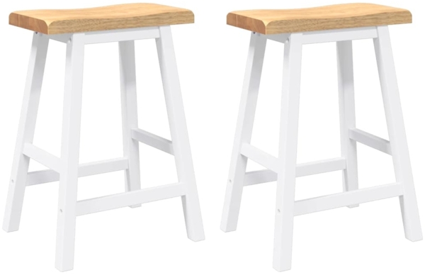 vidaXL Barhocker 2 Stk. Weiß Massivholz Gummibaum 4102545