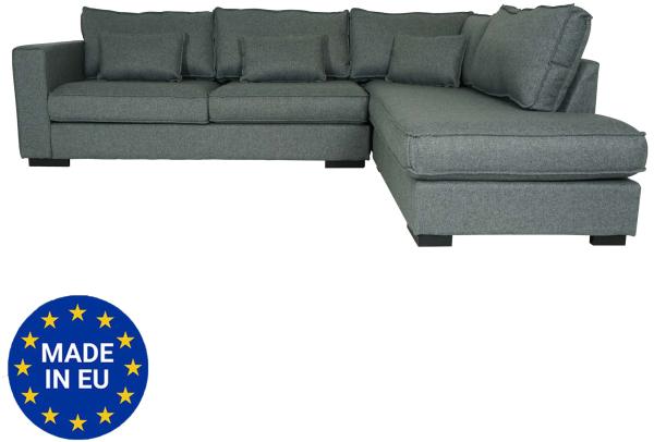 Ecksofa HWC-J58, Couch Sofa mit Ottomane rechts, Made in EU, wasserabweisend 295cm ~ Stoff/Textil grau