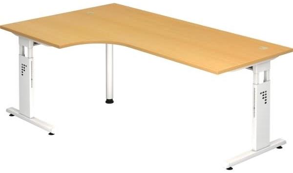 Winkeltisch OS82 C-Fuß 200x120cm 90° Buche Gestellfarbe: Weiß