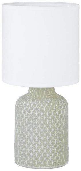 Eglo 97774 Tischleuchte BELLARIVA E14 1X40W Keramik grau, Textil weiß Ø15cm H:32cm mit Kabelschalter