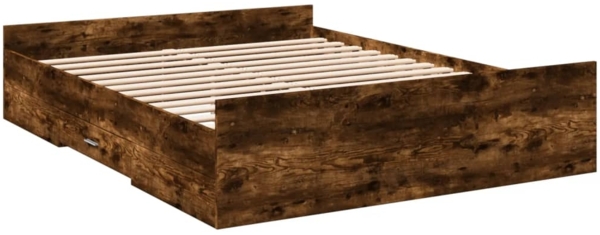 vidaXL Bettgestell mit Schubladen Räuchereiche 150x200cm Holzwerkstoff 3280290 Bild 5