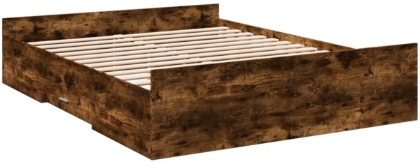 vidaXL Bettgestell mit Schubladen Räuchereiche 150x200cm Holzwerkstoff 3280290 Bild 2