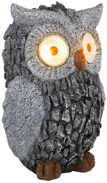 LED Solarleuchte, Stein Design Eule, grau, H 19,5 cm