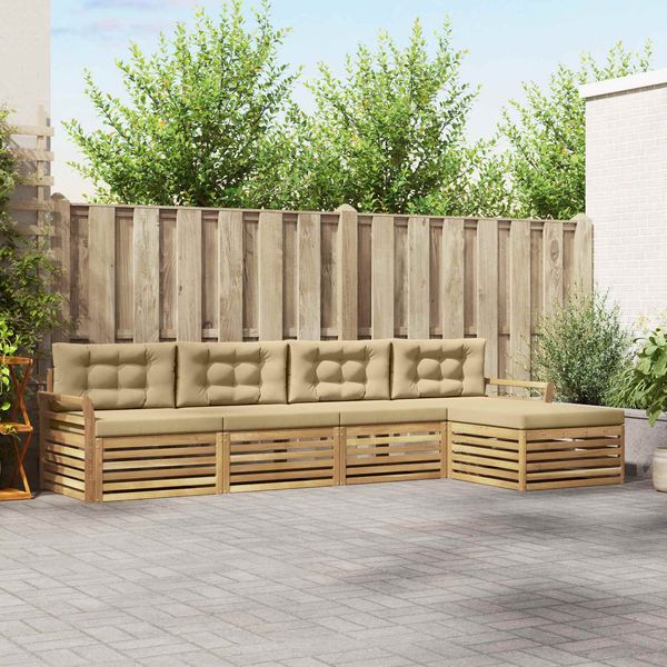 vidaXL Outdoor-Sofagarnitur 5 pcs Weiß und Beige 3390328