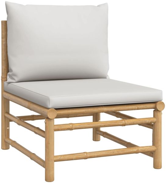 vidaXL 3-tlg. Garten-Lounge-Set mit Hellgrauen Kissen Bambus 3155087 Bild 5