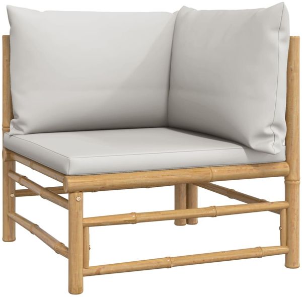 vidaXL 3-tlg. Garten-Lounge-Set mit Hellgrauen Kissen Bambus 3155087 Bild 4