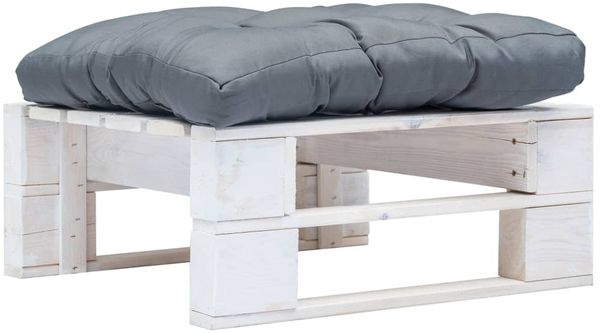 vidaXL Garten-Ottomane Paletten mit Kissen in Grau Holz Weiß 277375