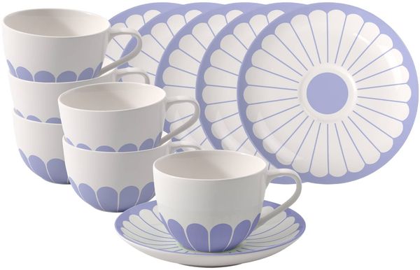 Villeroy & Boch Fleur Couleur Cappuccinotasse mit Untertasse 300 ml 6er Set - Bleu