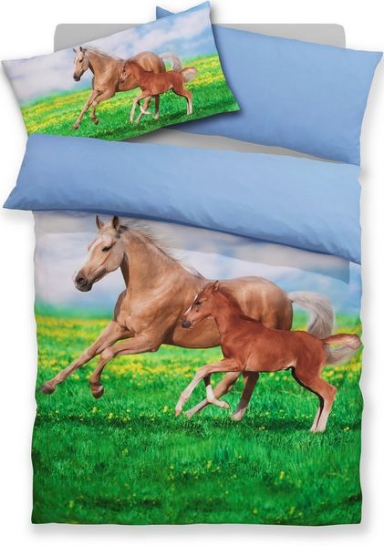 OTTO home Bettwäsche Lyki, Microfaser, 2 teilig, ab Größe 135x200 cm, 100% Polyester, Katze, Pferd, Löwe, Pinguin